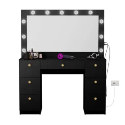 Boahaus Juliana Lighted Makeup Vanity With 7 Drawers USB Ports And Power Outlet -Baxton Studio Sale Shop GUEST 977f5a0a ef2f 4b6d badf ebdf5dd7e27c