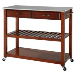 Stainless Steel Top Kitchen Cart/Island With Optional Stool Storage - Crosley -Baxton Studio Sale Shop GUEST 97a2c1bf 12a4 4872 80bd 0adb99ea3c49