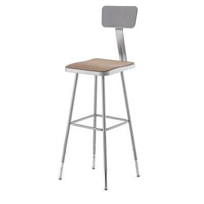 2pk 32"-39" Adjustable Heavy Duty Square Steel Barstool With Backrest Gray - Hampden Furnishings 1 2pk 32"-39" Adjustable Heavy Duty Square Steel Barstool With Backrest Gray - Hampden Furnishings