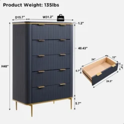 SinCiDo Modern Fluted Drawer Dresser, Gold Accents, Wood TV Stand & Storage Dressers Organizer For Bedroom, Living Room 7 SinCiDo Modern Fluted Drawer Dresser, Gold Accents, Wood TV Stand & Storage Dressers Organizer For Bedroom, Living Room -Baxton Studio Sale Shop GUEST 9839c489 28e8 4048 a65b c1a165ce6aa0