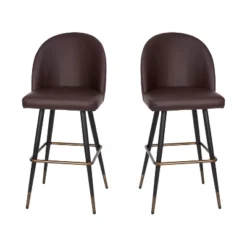 Merrick Lane Set Of 2 Modern Armless Barstools With Contoured Backs, Steel Frames, And Integrated Footrests -Baxton Studio Sale Shop GUEST 98972dfc 3413 483a 80c8 5f9fb3dce036