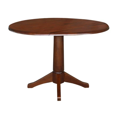 30.3" Thea Round Dual Drop Leaf Extendable Dining Table Espresso Brown - International Concepts 1 30.3" Thea Round Dual Drop Leaf Extendable Dining Table Espresso Brown - International Concepts