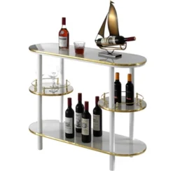 Fabulaxe Modern Display Wooden Console Bar With Tiered Open Shelves, Mini Bar With Wine Storage -Baxton Studio Sale Shop GUEST 999b1a82 7abf 4ef2 8dad 30ed73735eb3