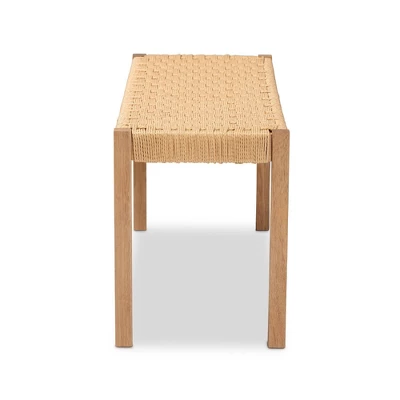 Pacari Rustic Transitional Wood Hemp Accent Bench Oak Brown - Baxton Studio 5 Pacari Rustic Transitional Wood Hemp Accent Bench Oak Brown - Baxton Studio - Image 5