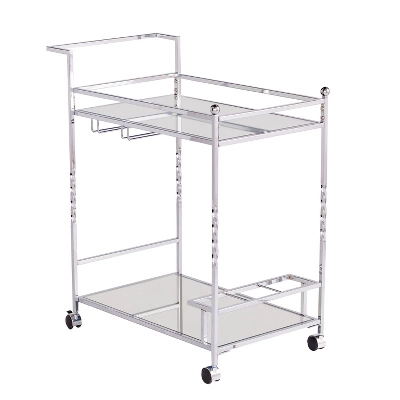 Iverson Metal Mirrored Bar Cart - Aiden Lane 9 Iverson Metal Mirrored Bar Cart - Aiden Lane - Image 9