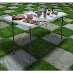 Peakform 4' Adjustable Height Folding Table Off-White