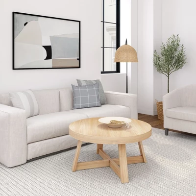 Plank+Beam Classic Solid Wood Round Coffee Table, 36" Farmhouse Table For Living Room 3 Plank+Beam Classic Solid Wood Round Coffee Table, 36" Farmhouse Table For Living Room - Image 3