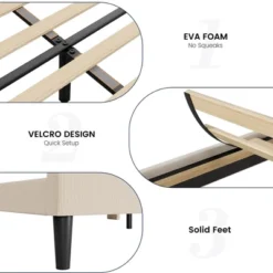 Garvee Queen Upholstered Bed Frame With Wingback Headboard, Luxurious Velvet Upholstery Platform Bed, Wooden Slat Support, Box Spring Optional -Baxton Studio Sale Shop GUEST 9aa20ec7 d39d 4f7d 9921 472efd92bc9a