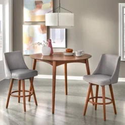 3pc Derby Counter Height Dining Set Walnut/Gray- Lifestorey