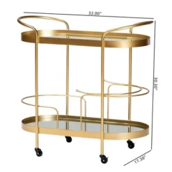 Kamal Glam Brushed Metal And Mirrored Glass 2 Tier Mobile Wine Bar Cart Gold - Baxton Studio 28 Kamal Glam Brushed Metal And Mirrored Glass 2 Tier Mobile Wine Bar Cart Gold - Baxton Studio -Baxton Studio Sale Shop GUEST 9acd8bc4 de88 4c15 9b22 de4dd868bf18