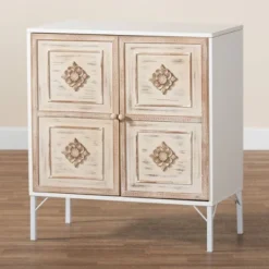 Favian Two-Tone Wood And Metal 2 Door Sideboard Dining Cabinet White/Weathered Brown - Baxton Studio -Baxton Studio Sale Shop GUEST 9ae8c33f d2d0 4068 bde2 516d324894b6