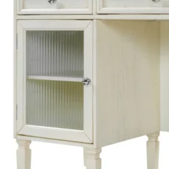 ModernLuxe Makeup Vanity Desk With Flip-Top Mirror, Stool, Drawer & Cabinet, White Vanity Table Dressing Table Multi-Functional Computer Writing Desk -Baxton Studio Sale Shop GUEST 9b075a53 8120 436e b12b f806f4416c21
