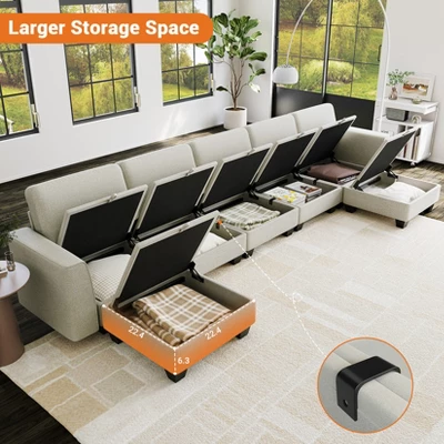 140"Sectional Couch For Living Room, Oversized Modular Sectional Sofa, U Shaped Modular Couch With Storage 2 140"Sectional Couch For Living Room, Oversized Modular Sectional Sofa, U Shaped Modular Couch With Storage - Image 2