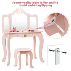 Costway Kids Makeup Dressing Table Chair Set Princess Vanity & Tri-folding Mirror 17 Costway Kids Makeup Dressing Table Chair Set Princess Vanity & Tri-folding Mirror -Baxton Studio Sale Shop GUEST 9b8b55e6 ebdd 4b30 8dee 9d2e833973cc