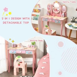 Costway Kids Vanity Princess Makeup Dressing Table Chair Set W/ Tri-fold Mirror Pink -Baxton Studio Sale Shop GUEST 9b9cfe47 3abf 4e34 be20 c54becd648c9