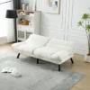 70" Convertible 2-Seater Sleeper Sofa Bed,Modern White Teddy Fabric Couch With Metal Legs For Small Space Living Room Apartment-Baofuwish