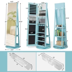 Tangkula 360° Rotating Mirrored Jewelry Cabinet Armoire 3 Color LED Modes Lockable -Baxton Studio Sale Shop GUEST 9beb250f 6897 44a0 b8e7 09c2b39dbc58