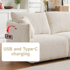106"W Modular Combination Style Sofa, Modern Minimalist Corduroy Sofa With 2 Comfort Pillows And USB & C Charging Ports 4S - ModernLuxe 20 106"W Modular Combination Style Sofa, Modern Minimalist Corduroy Sofa With 2 Comfort Pillows And USB & C Charging Ports 4S - ModernLuxe -Baxton Studio Sale Shop GUEST 9c5ec303 6e4c 4ed0 bf21 d682500689d2