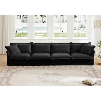Slipcovered Sectional Sofa, 4 Seater Sofa With Removable Cover, Chenille Fabric Sectional Sofas, Deep Couch For Living Room-Cuddlewood 7 Slipcovered Sectional Sofa, 4 Seater Sofa With Removable Cover, Chenille Fabric Sectional Sofas, Deep Couch For Living Room-Cuddlewood - Image 7