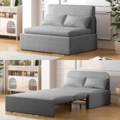 Mjkone Twin Size Sofa Bed, 2 In 1 Convertible Linen Loveseat Sleeper Sofa Couch With Cushions -Baxton Studio Sale Shop GUEST 9cf21b30 291f 42c7 931d 95a93d545ee7