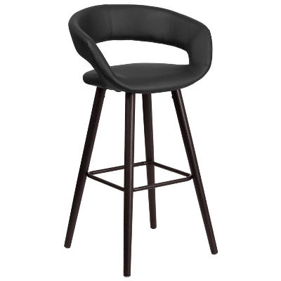 Emma And Oliver 29"H Wood Rounded Open Back Barstool 11 Emma And Oliver 29"H Wood Rounded Open Back Barstool - Image 11