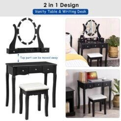 Tangkula Vanity Table Makeup Dresser Desk W/LED Light Drawers & Stool Black/Brown/White 12 Tangkula Vanity Table Makeup Dresser Desk W/LED Light Drawers & Stool Black/Brown/White -Baxton Studio Sale Shop GUEST 9d4e96d0 290e 4566 8992 5e1b6b05b563