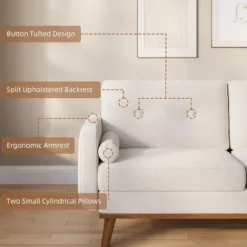 Mid Century Modern Couch, 65" Loveseat Sofa, Comfy Love Seat Couches For Living Room, Deep Seat Couch Linen Upholstered Sofas For Bedroom Office -Baxton Studio Sale Shop GUEST 9d7938ad 4c9c 49ce befc bc84491019e7