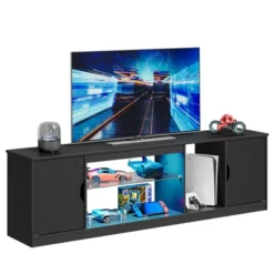 Bestier 70" TV Stand For Up To 75 Inch TV, LED Gaming Entertainment Center With Storage Cabinet, Media Console With Adjustable Tempered Glass Shelf 16 Bestier 70" TV Stand For Up To 75 Inch TV, LED Gaming Entertainment Center With Storage Cabinet, Media Console With Adjustable Tempered Glass Shelf -Baxton Studio Sale Shop GUEST 9d7ca26b a0cb 4752 bf85 d8241f5a6e0a