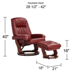 BenchMaster Kyle Ruby Red Faux Leather Recliner Chair Modern Armchair Ottoman Footrest Ergonomic Manual Reclining Swivel For Bedroom Living Room House -Baxton Studio Sale Shop GUEST 9d9b46a3 6782 40a3 bd5c 092ed8f0caad