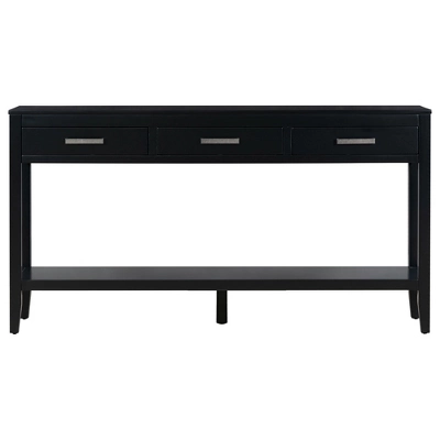 59.1" Modern 3-Drawer Console Table With 1 Shelf For Living Room, Entryway And Hallway - ModernLuxe 7 59.1" Modern 3-Drawer Console Table With 1 Shelf For Living Room, Entryway And Hallway - ModernLuxe - Image 7