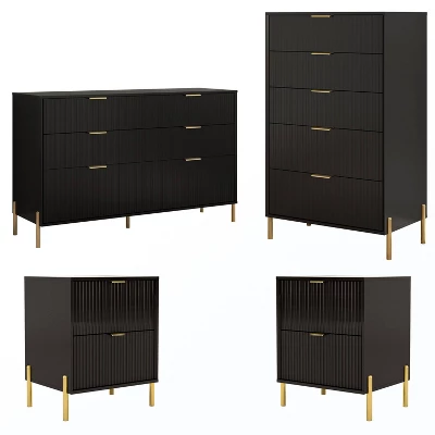 Festivo 4pc Modern Elegance Bedremm Chest And 6 Drawer Dresser And 2 Drawer Nightstands Set 15 Festivo 4pc Modern Elegance Bedremm Chest And 6 Drawer Dresser And 2 Drawer Nightstands Set - Image 15