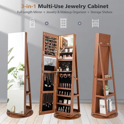 Tangkula Rotating Mirrored Jewelry Cabinet With Mirror Storage Shelves 5 Tangkula Rotating Mirrored Jewelry Cabinet With Mirror Storage Shelves - Image 5