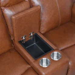 Natalia Power Loveseat Console Recliner Caramel Leather - Steve Silver Co. -Baxton Studio Sale Shop GUEST 9e1d1647 0460 42f4 8d28 705f7d74d255