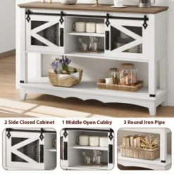 Entryway Table With Cabinet, Farmhouse Console Table With Storage, Rustic Sofa Table With Sliding Barn Doors, Console Table For Entryway -Baxton Studio Sale Shop GUEST 9ea614bd ebba 48ad b814 fe9c25bf4896