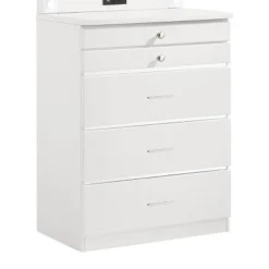 Garneta 5 Drawer Chest With Jewelry Drawers White - HOMES: Inside + Out: Modern MDF Bedroom Storage, Vertical Design