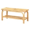 Himari Rattan Accent Bench Natural Brown - Baxton Studio: Handcrafted, Entryway, Bedroom, Shelf Storage
