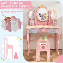 Costway Kids Vanity Princess Makeup Dressing Table Chair Set W/ Tri-fold Mirror Pink -Baxton Studio Sale Shop GUEST 9efd3186 2092 4560 8fcd 5a46338e53b8