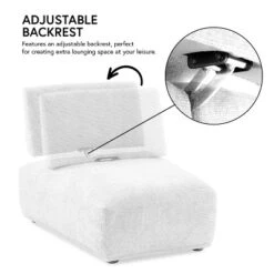 HOMES: Inside + Out 5pc Povoa 159" Modular Curved Sectional Sofa Modern Chenille With Extendable Backrest Gray