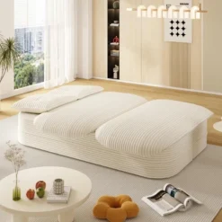 CAVINAS Modern 2-in-1 Foldable Futon Sofa Bed With Plush Blanket/Soft Pillows,Convertible Sleeper Sofa Couch For Living Room,Bedroom