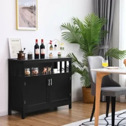 Costway Kitchen Buffet Server Sideboard Storage Cabinet W/2 Doors & Shelf WhiteBlack