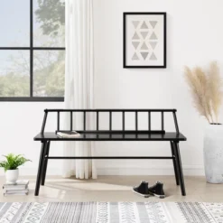 Transitional Low-Back Spindle Entryway Bench - Saracina Home -Baxton Studio Sale Shop GUEST 9f4bb3bb 99d2 47f1 a305 15794eb7c1eb