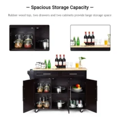 Costway Kitchen Island Trolley Cart Wood Top Rolling Storage Cabinet W/Knife Block WhiteBrown -Baxton Studio Sale Shop GUEST 9fb51c36 a476 4fd2 b460 f3214c357486