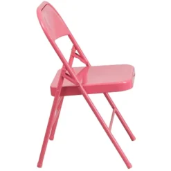 Emma And Oliver 2 Pack Bubblegum Pink Triple Braced & Double Hinged Metal Folding Chair -Baxton Studio Sale Shop GUEST 9fb80e89 eba7 4526 9d51 b046036721b3