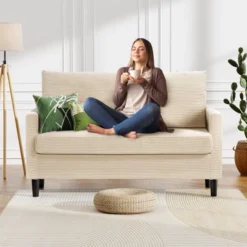 Dyonery 50" Small Loveseat Sofa Small Couch For Living Room, Bedroom, Office, Comfy Love Seat With Deep Seat Spring Cushion -Baxton Studio Sale Shop GUEST a04c3503 2381 4666 8be6 83ef244a8ba2