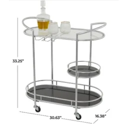 Contemporary Metal 3-Tier Oval Bar Cart Silver - Olivia & May -Baxton Studio Sale Shop GUEST a09f1b9a 8846 4ba5 88d6 1379f9b3a482