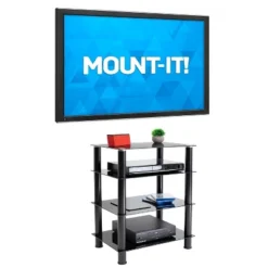 Mount-It! Tempered Glass AV Component Media Stand, Audio Tower And Media Center With 4 Shelves, 88 Lbs. Capacity, Black -Baxton Studio Sale Shop GUEST a0a0cad3 de5d 46fd ba19 eb9b798f8674