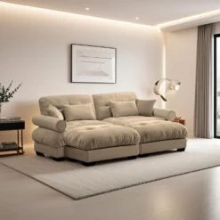 Christopher Knight Home Alger 93.7" Velvet Round Armrests Sofa With Ottoman -Baxton Studio Sale Shop GUEST a0e18f22 91c0 4b36 a374 b52f6d617e1a