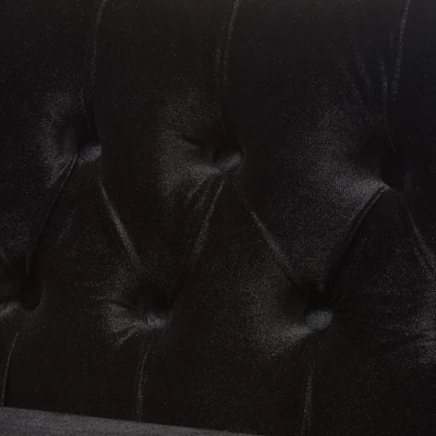 Flax Victorian Style Contemporary Velvet Fabric Upholstered 2 Seater Loveseat Black - Baxton Studio 5 Flax Victorian Style Contemporary Velvet Fabric Upholstered 2 Seater Loveseat Black - Baxton Studio - Image 5