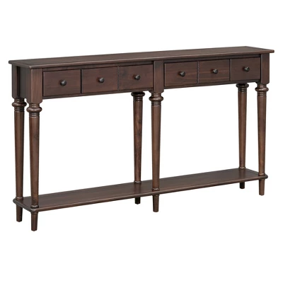 59.8"W Retro Console Table With 4 Drawers And Open Shelf, Perfect For Entryways, Living Room And Hallways - ModernLuxe 7 59.8"W Retro Console Table With 4 Drawers And Open Shelf, Perfect For Entryways, Living Room And Hallways - ModernLuxe - Image 7