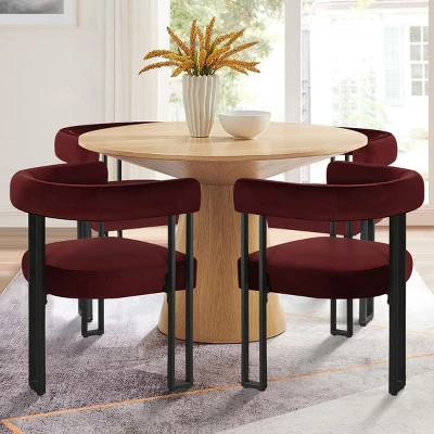 Velvet Dining Chairs Set Of 4, Upholstered Accent Armchairs With Geometric Black Metal Legs For Kitchen Or Dining Room - Maison Boucle 12 Velvet Dining Chairs Set Of 4, Upholstered Accent Armchairs With Geometric Black Metal Legs For Kitchen Or Dining Room - Maison Boucle - Image 12